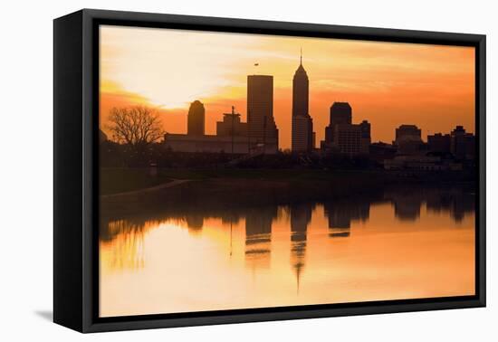 Morning Silhouette of Indianapolis-benkrut-Framed Stretched Canvas