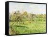 Morning, Spring, Grey Weather, Eragny-Camille Pissarro-Framed Stretched Canvas