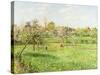 Morning, Spring, Grey Weather, Eragny-Camille Pissarro-Stretched Canvas