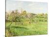 Morning, Spring, Grey Weather, Eragny-Camille Pissarro-Stretched Canvas