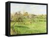 Morning, Spring, Grey Weather, Eragny-Camille Pissarro-Framed Stretched Canvas