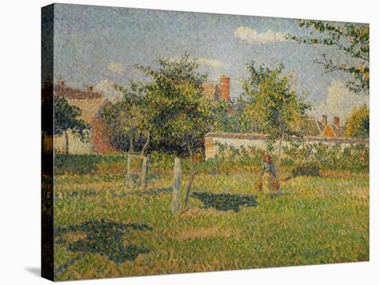 Morning Sun, Autumn, a Woman in an Orchard, Eragny, 1887-Camille Pissarro-Stretched Canvas