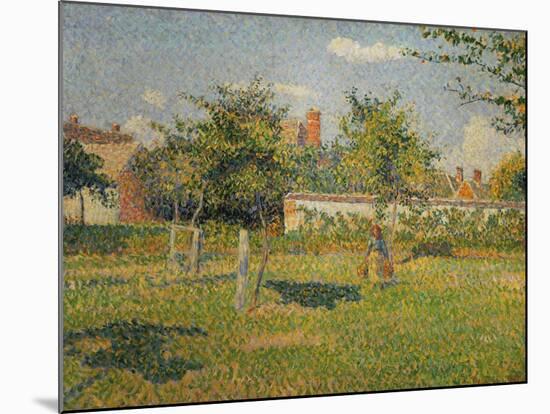 Morning Sun, Autumn, a Woman in an Orchard, Eragny, 1887-Camille Pissarro-Mounted Giclee Print