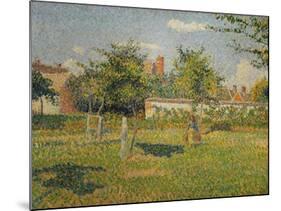 Morning Sun, Autumn, a Woman in an Orchard, Eragny, 1887-Camille Pissarro-Mounted Giclee Print