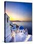 Morning sunlight on the blue houses of Oia, Santorini, Greece-Jan Christopher Becke-Stretched Canvas