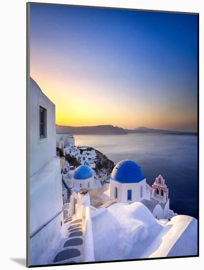 Morning sunlight on the blue houses of Oia, Santorini, Greece-Jan Christopher Becke-Mounted Photographic Print
