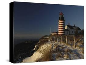 Morning Sunlight Strikes the West Quoddy Head Lighthouse, Lubec, Maine-Michael C. York-Stretched Canvas