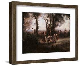 Morning. The Nymphs Dance-Jean-Baptiste-Camille Corot-Framed Art Print