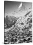 Morning Town View with Matterhorn, Zermatt, Valais, Wallis, Switzerland-Walter Bibikow-Stretched Canvas