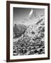 Morning Town View with Matterhorn, Zermatt, Valais, Wallis, Switzerland-Walter Bibikow-Framed Photographic Print