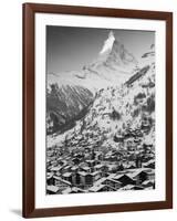 Morning Town View with Matterhorn, Zermatt, Valais, Wallis, Switzerland-Walter Bibikow-Framed Photographic Print