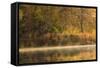 Morning View of American River Shoreline and Reflection of Fall Colors from a Kayak, California-Adam Jones-Framed Stretched Canvas