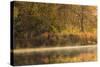 Morning View of American River Shoreline and Reflection of Fall Colors from a Kayak, California-Adam Jones-Stretched Canvas