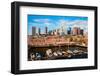 Morning View of boats at Lewis Wharf and Boston Skyline, MA-null-Framed Photographic Print