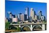 Morning view of Minneapolis, MN skyline-null-Mounted Photographic Print