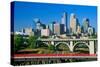 Morning view of Minneapolis, MN skyline-null-Stretched Canvas