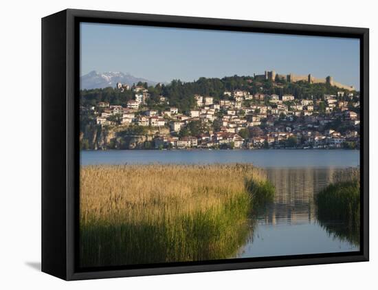 Morning View of Old Town and Car Samoil's Castle, Ohrid, Macedonia-Walter Bibikow-Framed Stretched Canvas