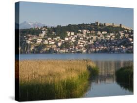 Morning View of Old Town and Car Samoil's Castle, Ohrid, Macedonia-Walter Bibikow-Stretched Canvas