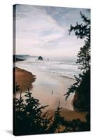 Morning Walk at Cannon Beach, Peaceful Oregon Coast-Vincent James-Stretched Canvas