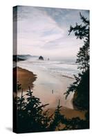 Morning Walk at Cannon Beach, Peaceful Oregon Coast-Vincent James-Stretched Canvas