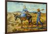 Morning with Farmer and Pitchfork; His Wife Riding a Donkey and Carrying a Basket-Vincent van Gogh-Framed Art Print