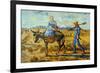 Morning with Farmer and Pitchfork; His Wife Riding a Donkey and Carrying a Basket-Vincent van Gogh-Framed Art Print