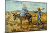 Morning with Farmer and Pitchfork; His Wife Riding a Donkey and Carrying a Basket-Vincent van Gogh-Mounted Premium Giclee Print