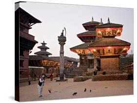 Morning Worship, Durbar Square, Unesco World Heritage Site, Patan, Kathmandu, Nepal-Don Smith-Stretched Canvas