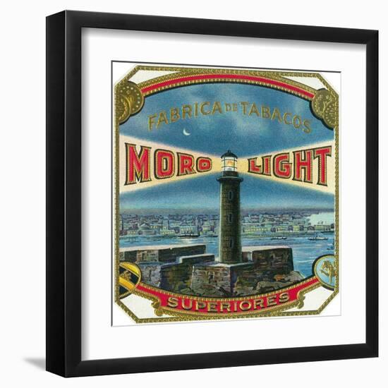 Moro Light Superiores Brand Cigar Outer Box Label-Lantern Press-Framed Art Print