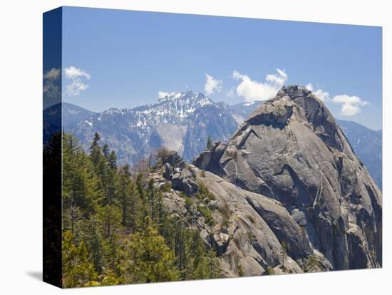 Moro Rock and the High Mountains of the Sierra Nevada, Sequoia National Park, California, USA-Neale Clarke-Stretched Canvas