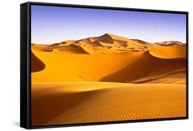 Moroccan Desert Landscape with Blue Sky. Dunes Background.-apdesign-Framed Stretched Canvas