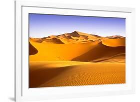 Moroccan Desert Landscape with Blue Sky. Dunes Background.-apdesign-Framed Photographic Print