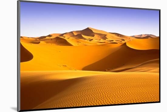Moroccan Desert Landscape with Blue Sky. Dunes Background.-apdesign-Mounted Photographic Print