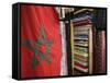 Moroccan Flag, the Souqs of Marrakech, Marrakech, Morocco-Walter Bibikow-Framed Stretched Canvas