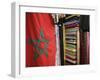 Moroccan Flag, the Souqs of Marrakech, Marrakech, Morocco-Walter Bibikow-Framed Photographic Print