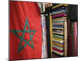 Moroccan Flag, the Souqs of Marrakech, Marrakech, Morocco-Walter Bibikow-Mounted Photographic Print