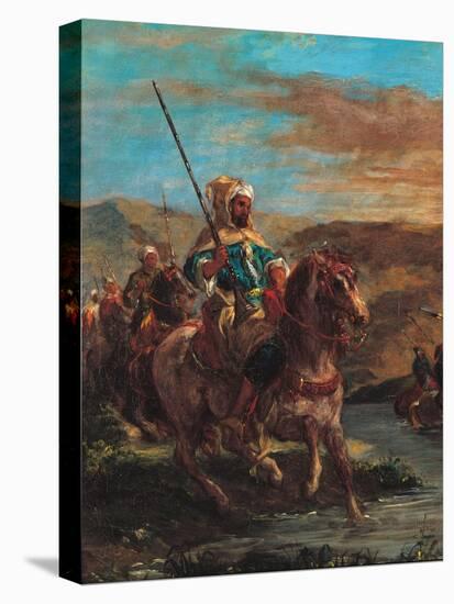 Moroccan Horsemen Crossing a Ford-Eugene Delacroix-Stretched Canvas