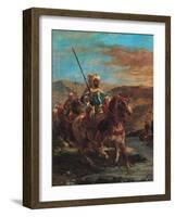 Moroccan Horsemen Crossing a Ford-Eugene Delacroix-Framed Art Print