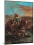 Moroccan Horsemen Crossing a Ford-Eugene Delacroix-Mounted Art Print