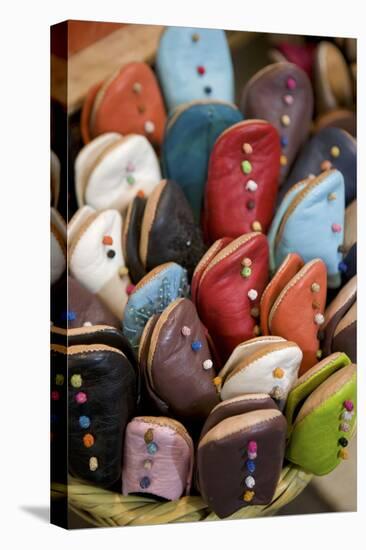 Moroccan Leather Slippers for Sale in Market, Marrakech, Morocco, North Africa, Africa-Simon Montgomery-Stretched Canvas