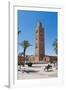 Moroccan Man Sat on a Bench in Front of Koutoubia Mosque, Marrakech, Morocco, North Africa, Africa-Matthew Williams-Ellis-Framed Photographic Print