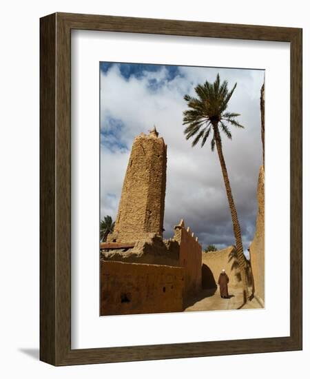 Moroccan Man, Stone Minaret of Sawmann Al-Hajaria, Figuig, Province of Figuig, Morocco-Emanuele Ciccomartino-Framed Photographic Print