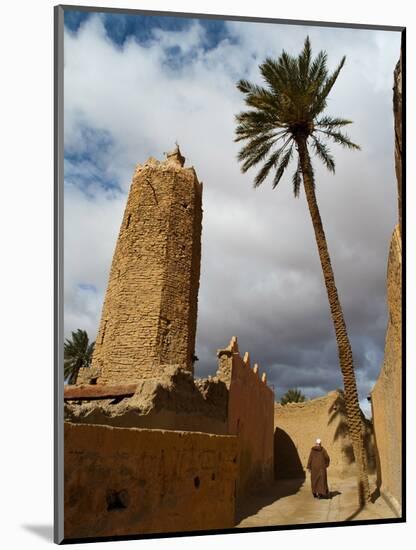 Moroccan Man, Stone Minaret of Sawmann Al-Hajaria, Figuig, Province of Figuig, Morocco-Emanuele Ciccomartino-Mounted Photographic Print