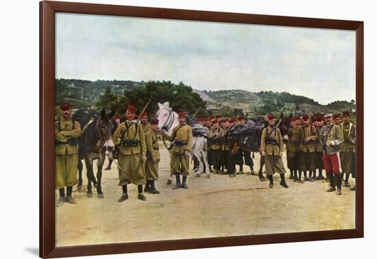 Moroccan Riflemen and a French Officer During the Battle of the Marne East of Paris, September 1914-Jules Gervais-Courtellemont-Framed Giclee Print