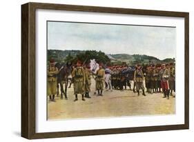 Moroccan Riflemen and a French Officer During the Battle of the Marne East of Paris, September 1914-Jules Gervais-Courtellemont-Framed Giclee Print