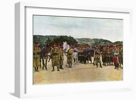 Moroccan Riflemen and a French Officer During the Battle of the Marne East of Paris, September 1914-Jules Gervais-Courtellemont-Framed Giclee Print