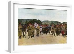 Moroccan Riflemen and a French Officer During the Battle of the Marne East of Paris, September 1914-Jules Gervais-Courtellemont-Framed Giclee Print