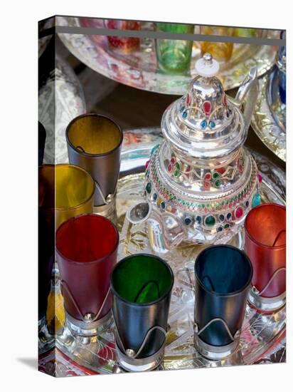 Moroccan Silver Teapot and Glasses, the Souq, Marrakech, Morocco-Gavin Hellier-Stretched Canvas