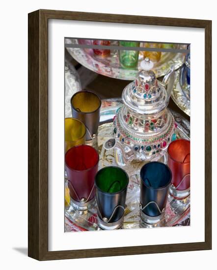 Moroccan Silver Teapot and Glasses, the Souq, Marrakech, Morocco-Gavin Hellier-Framed Photographic Print