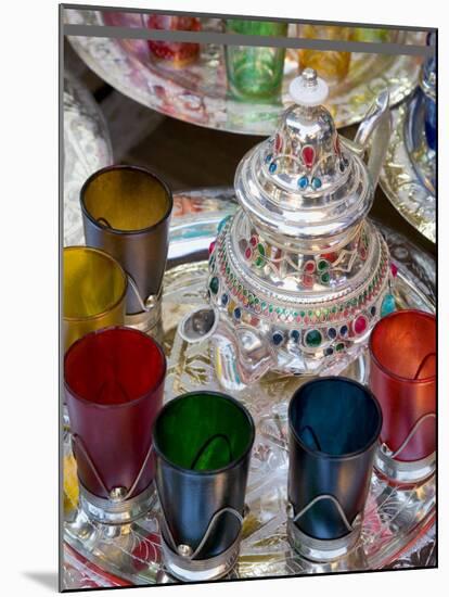 Moroccan Silver Teapot and Glasses, the Souq, Marrakech, Morocco-Gavin Hellier-Mounted Photographic Print